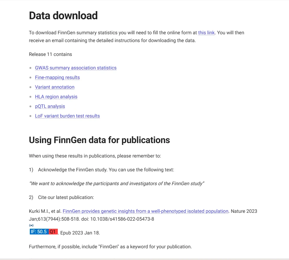 FinnGen 数据访问注册入口