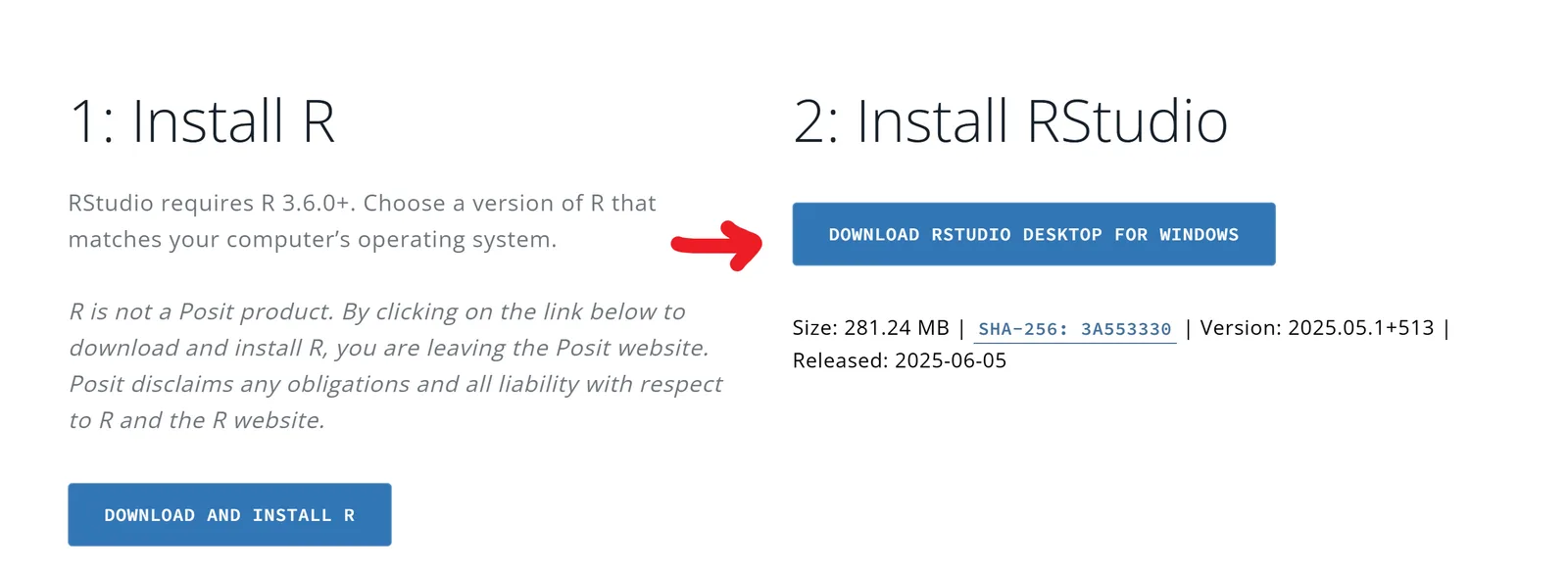 RStudio Desktop 下载页面
